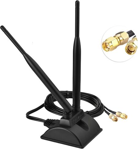 Eightwood 2.4GHz 5GHz Dual Band WiFi Antenna RP-SMA Male Connector with SMA Male Adapter (2-Pack) for PCI-E WiFi Network Card USB WiFi Adapter Wireless Router in Kuwait