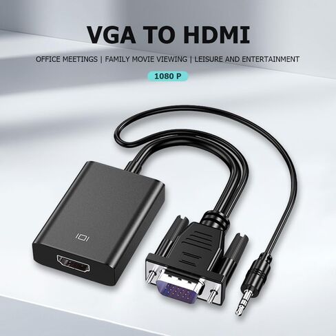 كابل محول VGA إلى HDMI 1080P VGA ذكر إلى HDMI أنثى كابل عالي الوضوح لمضيفي الكمبيوتر والشاشات وأجهزة التلفزيون، إلخ in Kuwait