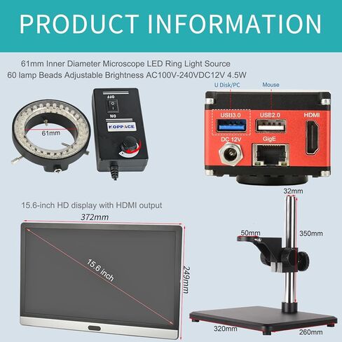 12X-125X HD Industrial Measurement Electron Microscope 4K Camera can be Connected to a Computer in Kuwait