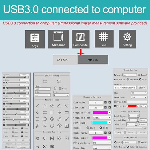يمكن توصيل كاميرا مجهر إلكتروني صناعي عالي الدقة 12X-125X بدقة 4K بجهاز كمبيوتر للقياس والتصوير in Kuwait
