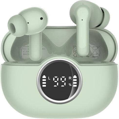 سماعات أذن لاسلكية، سماعات رأس بلوتوث 48 ساعة 2026، سماعات أذن هاي فاي ستيريو عميقة الجهير، ميكروفون إلغاء الضوضاء ENC، مكالمات واضحة، IP-X7 مقاومة للماء، سماعات USB رياضية في الأذن للهواتف المحمولة، أسود in Kuwait