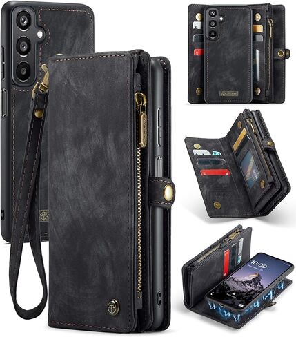 Kowauri Wallet Case for Samsung Galaxy A16 5G, Zipper Purse Folio Leather Wallet with Card Holder Wrist Strap Detachable Magnetic Shockproof Protective Back Case for Samsung Galaxy A16 5G (Black) in Kuwait