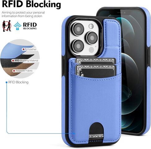 SkyEagle Compatible with Magsafe for iPhone 15 Pro Wallet Case with Card Holder Kickstand RFID Blocking Flip Cover Credit Card Slots PU Leather Men Women,Phone Case for Apple 15 Pro 6.1",Purple Blue in Kuwait