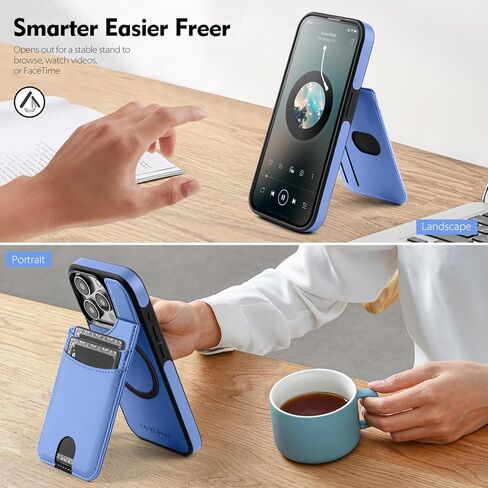 SkyEagle Compatible with Magsafe for iPhone 15 Pro Wallet Case with Card Holder Kickstand RFID Blocking Flip Cover Credit Card Slots PU Leather Men Women,Phone Case for Apple 15 Pro 6.1",Purple Blue in Kuwait