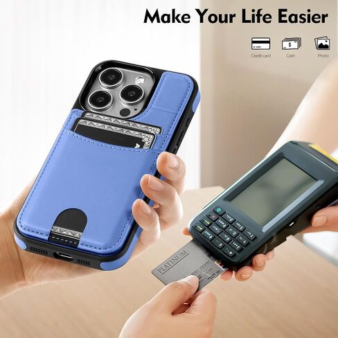 SkyEagle Compatible with Magsafe for iPhone 15 Pro Wallet Case with Card Holder Kickstand RFID Blocking Flip Cover Credit Card Slots PU Leather Men Women,Phone Case for Apple 15 Pro 6.1",Purple Blue in Kuwait