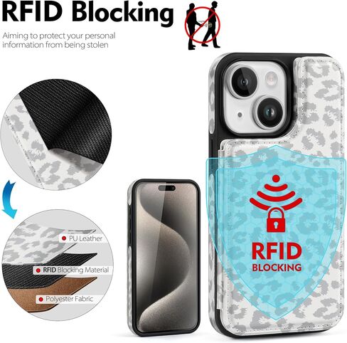 حافظة محفظة SkyEagle لهاتف iPhone 14 Plus مع حامل بطاقة متوافق مع Magsafe Kickstand RFID وغطاء قلاب وفتحات بطاقة الائتمان من جلد البولي يوريثان للرجال والنساء لهاتف Apple14Plus 6.7 بوصة، أبيض الفهد in Kuwait