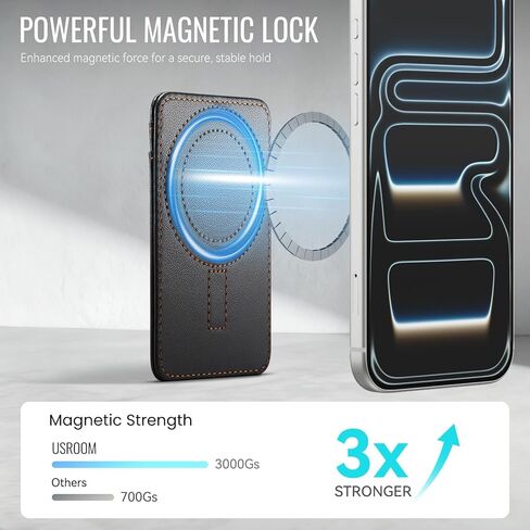 محفظة لهاتف iPhone 17 Pro Max متوافقة مع Magsafe، محفظة مغناطيسية نحيفة ومغناطيس قوي RFID تحجب حامل البطاقات على الهواتف والحافظات، أسود in Kuwait
