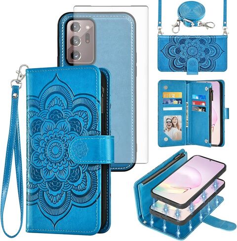 حافظة هاتف Asuwish لهاتف Samsung Galaxy Note 20 Ultra 5G بسحاب مع غطاء خلوي مع حزام واقي للشاشة وحامل بطاقة زهرة Note20 Plus Notes 20Ultra Note20+ U + 20+ Twenty Not S20 للنساء والرجال أرجواني in Kuwait
