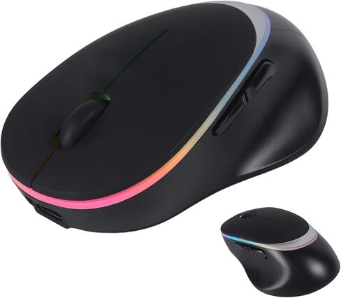 ماوس بلوتوث لاسلكي من النوع C RGB - مريح، قابل لإعادة الشحن، نقرات صامتة لأجهزة الكمبيوتر المحمولة وأجهزة الكمبيوتر - مثالي للاستخدام المكتبي والألعاب (رمادي) in Kuwait