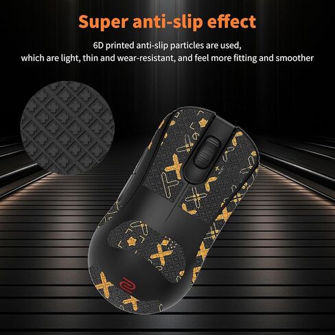 NOUKAJU Mouse Grip Tape Full Coverage for BenQ Zowie ZA13-DW, Self-Adhesive Sweat-Resistant Professional Mice Upgrade Kit,Mouse Feet Skates(Foot pad + Black-Gold Mouse Tape) in Kuwait