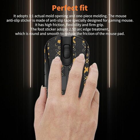 NOUKAJU Mouse Grip Tape Full Coverage for BenQ Zowie ZA13-DW, Self-Adhesive Sweat-Resistant Professional Mice Upgrade Kit,Mouse Feet Skates(Foot pad + Black-Gold Mouse Tape) in Kuwait