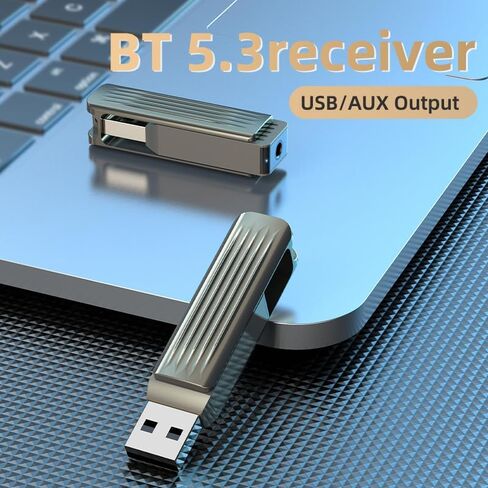 جهاز استقبال بلوتوث 5.3 لاسلكي داخل السيارة - مخرج USB وAUX مزدوج، محول ستيريو/صوت، مكالمات بدون استخدام اليدين، محول طاقة وموسيقى 2 في 1 in Kuwait