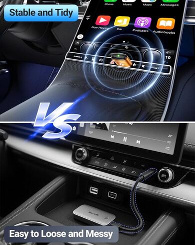 محول vnilrgle CarPlay اللاسلكي لهاتف Apple iPhone (ترقية 2026) تصميم صغير، يحول سلك المصنع إلى محول لاسلكي لتشغيل السيارة، التوصيل والتشغيل، توصيل تلقائي سريع ومستقر (برتقالي) in Kuwait
