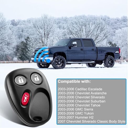 fit for 2003-2007 Chevy Avalanche Equinox Silverado SSR Suburban Tahoe/GMC Sierra/Yukon|Keyless Entry Car Key Vehicles That Use 3 Button FCCID: LHJ011(Pack of 2) in Kuwait