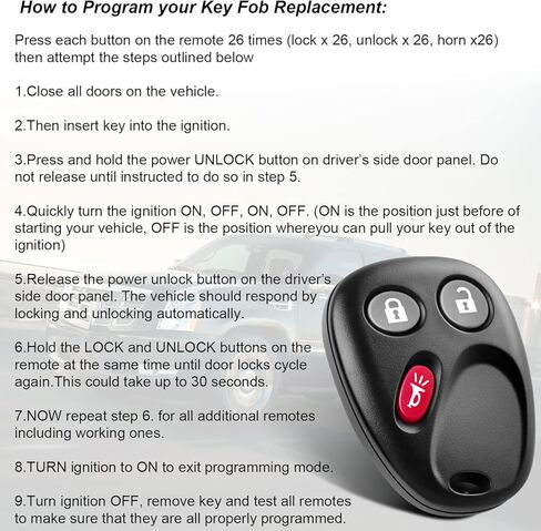 fit for 2003-2007 Chevy Avalanche Equinox Silverado SSR Suburban Tahoe/GMC Sierra/Yukon|Keyless Entry Car Key Vehicles That Use 3 Button FCCID: LHJ011(Pack of 2) in Kuwait