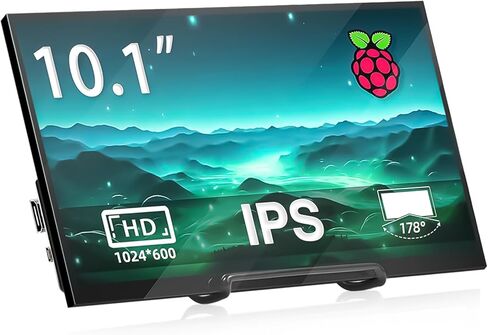 شاشة HAMTYSAN Raspberry Pi مقاس 10.1 بوصة HDMI شاشة 1024x600 IPS LCD 16:9 شاشة كمبيوتر محمول خارجية لـ Raspberry Pi 5/4/3 Win 11/10/8/7، لا تعمل باللمس، سائق مجاني in Kuwait