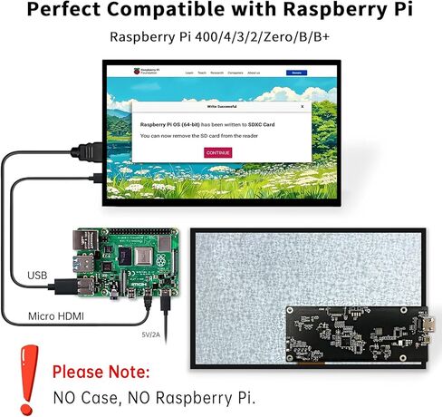 شاشة HAMTYSAN Raspberry Pi مقاس 10.1 بوصة HDMI شاشة 1024x600 IPS LCD 16:9 شاشة كمبيوتر محمول خارجية لـ Raspberry Pi 5/4/3 Win 11/10/8/7، لا تعمل باللمس، سائق مجاني in Kuwait