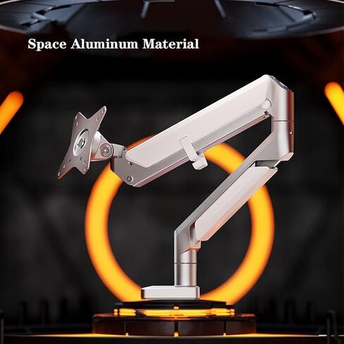 Monitor Arm Single Monitor Desk Mount for 17-32 Inch Screens, Ergonomic Adjustable Gas Spring Monitor Arm with USB, C-Clamp & Grommet Base, VESA 75/100mm Monitor Mount Arm in Kuwait