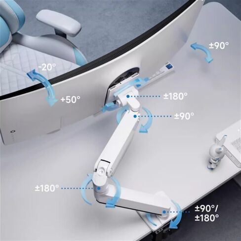 Aluminum Pneumatic Spring Desk Mount Arm Fits,Heavy Duty Single Monitor Mount with 3.0 USB Ports, Ultrawide Monitors Up to 49 Inches 39.6 Lbs Monitors Arm in Kuwait