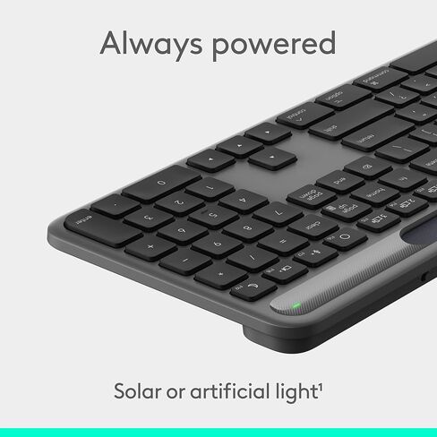 Logitech Signature Slim Solar+ Wireless Bluetooth Keyboard K980 for Mac, Solar and Artificial Light Powered, Up to 10 Years Battery Life, Customizable Keys - Graphite (Renewed) in Kuwait