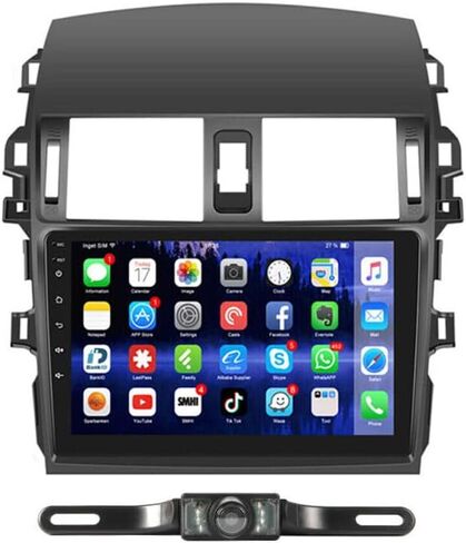 ستيريو سيارة مزدوج الدين مع CarPlay 9 "32G لتويوتا كورولا 2007-2013 أندرويد 11 راديو السيارة نظام تحديد المواقع واي فاي + كاميرا أندرويد مع بلوتوث in Kuwait