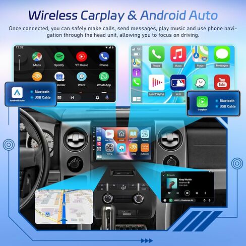 [Qualcomm 8 Core 4+64G] راديو سيارة لسيارة Ford F150 F 150 F-150 2009-2012 - Carplay لاسلكي وAndroid Auto - 9 بوصة 1280 * 720 شاشة لمس Android Car - DSP/GPS/WiFi/SWC + كاميرا احتياطية AHD in Kuwait