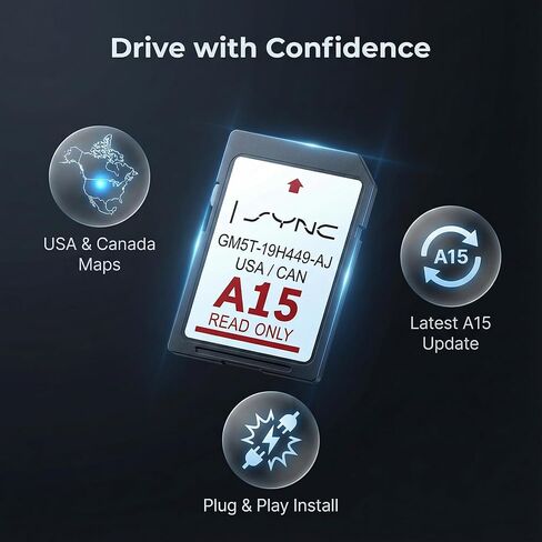 Ford/Lincoln 2025 أحدث إصدار A15 بطاقة SD للملاحة للمزامنة في الولايات المتحدة الأمريكية/كندا، محدثة A15 GM5T-19H449-AJ in Kuwait