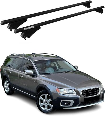 OMAC Top Roof Racks Cross Bars for Volvo XC70 2008-2016 Black Aluminium 2 Pcs Anti-Theft for Travel Kayak Canoe Surf Ski Snowboard Camping in Saudi Arabia
