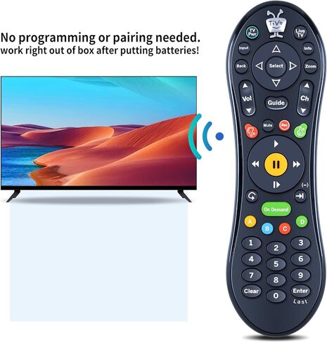 Replacement Remote Control fit for TiVo MEDIACOM Roamio SMLD-00266-000, URC-7020BC0-0626-R, RC30 1-1, C174901 (Black) in Kuwait