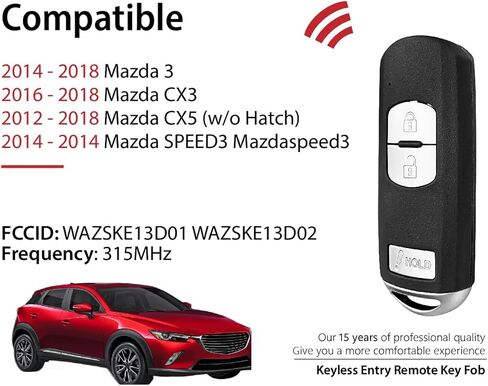 2 بديل بدون مفتاح لعام 2012 2013 2014 2015 2016 2017 2018 مازدا 3 CX3 CX5 Speed3 مفتاح فوب التحكم عن بعد WAZSKE13D01 3 أزرار 315 ميجاهرتز in Kuwait