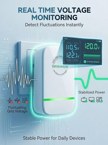 Electricity Saving Box Energy Saving Device Smart Save Plug Power Saver Voltage Optimization Surge Protection Thermoregulation Outlet Home Office Compact Plug and Play Energy Efficiency(2PCS) in Kuwait