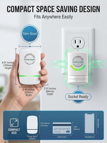 Electricity Saving Box Energy Saving Device Smart Save Plug Power Saver Voltage Optimization Surge Protection Thermoregulation Outlet Home Office Compact Plug and Play Energy Efficiency(2PCS) in Kuwait