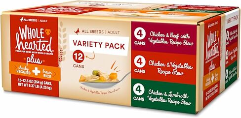 WholeHearted Plus Wet Dog Food Variety Pack for All Life Stages, 12.5 oz., Count of 12 in Kuwait