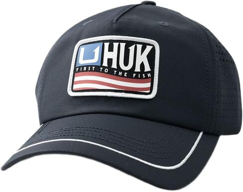 HUK Men's Born Wave Performance Snapback Hat, Fishing Golf Running Cap, Unstructured 5 Panel, Perforated Back, Sweatband in Kuwait