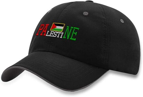 قبعة ريتشاردسون الناعمة للجري فلسطين مطرزة من البوليستر المقاوم للماء، قبعة بيسبول بحزام إغلاق أسود فحمي in Kuwait