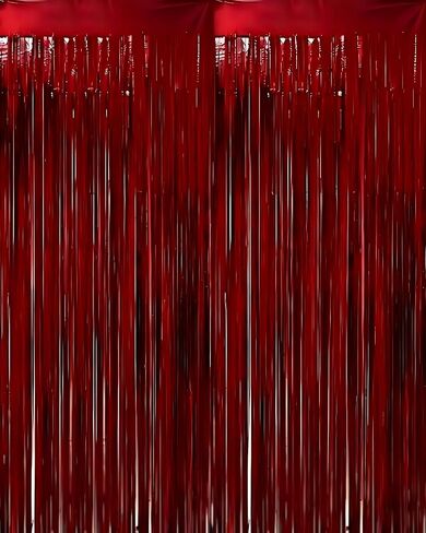 بورجوندي احباط ستارة خلفية، 2 حزمة 3.3 * 8.21ft بهرج معدني احباط هامش الستائر صور كشك الدعائم لعيد ميلاد الزفاف المشاركة استحمام الطفل العازبة عيد الميلاد عطلة الاحتفال in Kuwait