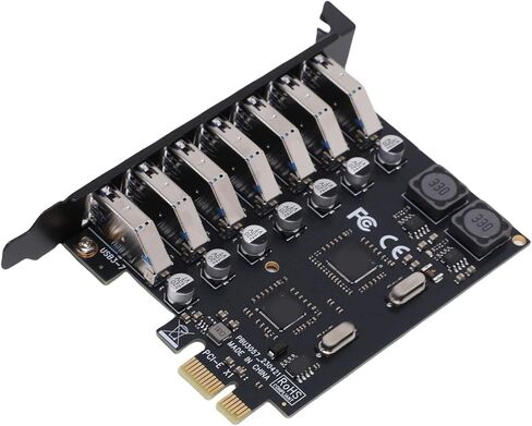 GOWENIC 7 Ports PCIe USB Expansion Card, USB 3.0 PCI Express Adapter Card with 2 Phase Independent Power Supply Module, 7 A Ports 5Gbps Bandwidth for 11/10/8/ Linux in Kuwait