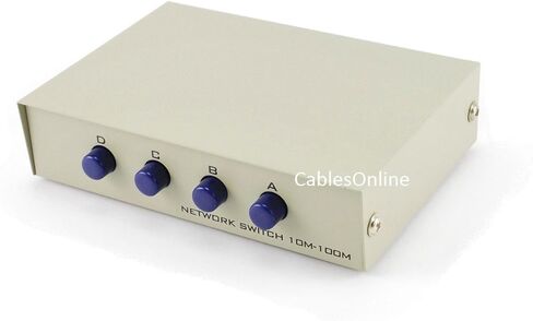 CablesOnline Compact 4-Way RJ45 Ethernet Network Push Button Metal Mini Switch Box (SB-035P) in Kuwait