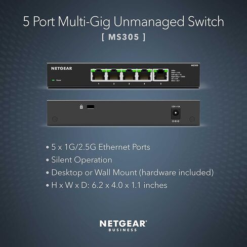 NETGEAR MS305 5-Port Multi-Gigabit 2.5G Ethernet 𝐒𝐰𝐢𝐭𝐜𝐡 | Unmanaged | Cloud Care's 3-Year Warranty SupportPlus Included in Kuwait