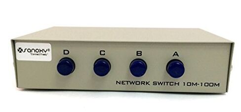 SANOXY Compact 4-Way RJ45 Ethernet Network Push Button Metal Mini Switch Box in Kuwait