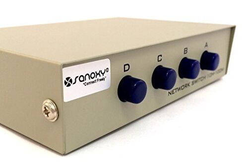 SANOXY Compact 4-Way RJ45 Ethernet Network Push Button Metal Mini Switch Box in Kuwait