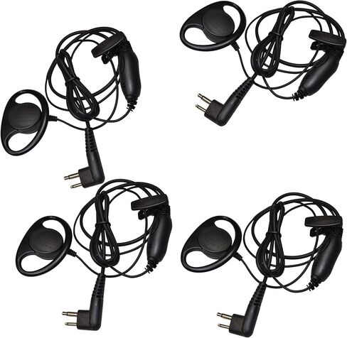 HQRP 4-Pack D Shape Earpiece Headset PTT Mic Compatible with Bearcom Radio Devices BC10 / BC20 / BC90 / BC95 / BC120 / BC130 / Black Box/Black Box Plus in Kuwait