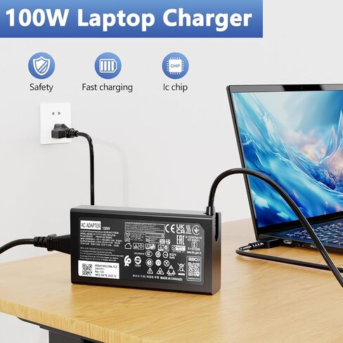 100W USB Type-C Laptop Charger 20V 5A AC Adapter Compatible with Lenovo Legion Go S Yoga Pro 9i Slim 7 9 IdeaPad Pro 5 7 9 ThinkBook 14 16 14p ThinkPad P16s T16 T15 E16 E14 L15 in Kuwait