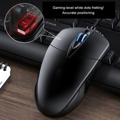 DABOS Wired Ergonomic Gaming Mouse with Colorful Breathing Glow, 1000 DPI Programmable, USB Interface, Black, for Office Home PC in Kuwait