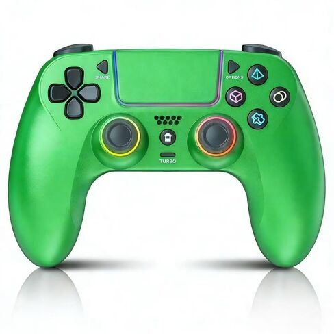 GUOC LED Wireless Controller for PS5 with Hall Effect Joystick and Trigger,4 Macron Boutton Extended Grip Controller Compatible with PS5 Pro/Slim/PC/MAC/IOS/Android, Dual Vibration, Remap/Turbo Function, 3.5mm Audio Jack（Green） in Kuwait