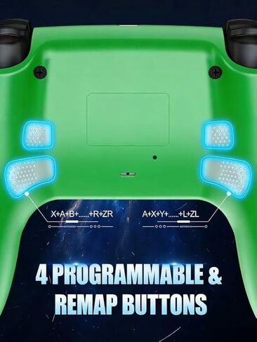 GUOC LED Wireless Controller for PS5 with Hall Effect Joystick and Trigger,4 Macron Boutton Extended Grip Controller Compatible with PS5 Pro/Slim/PC/MAC/IOS/Android, Dual Vibration, Remap/Turbo Function, 3.5mm Audio Jack（Green） in Kuwait