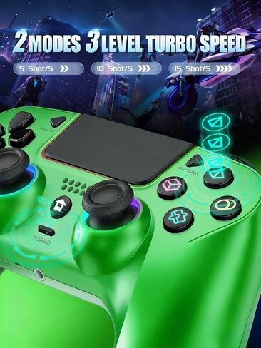GUOC LED Wireless Controller for PS5 with Hall Effect Joystick and Trigger,4 Macron Boutton Extended Grip Controller Compatible with PS5 Pro/Slim/PC/MAC/IOS/Android, Dual Vibration, Remap/Turbo Function, 3.5mm Audio Jack（Green） in Kuwait