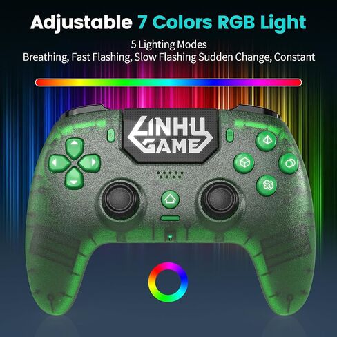 وحدة تحكم لاسلكية citnh لجهاز PS-5/Pro/Slim/PC، مع غطاء شفاف/شريط إضاءة RGB/أقراص التحكم بتأثير القاعة ومشغل/ماكرو/تربو/مقبس صوت 3.5 مم/مكبر صوت وميكروفون/لوحة ألعاب ببطارية كبيرة بسعة 1500 مللي أمبير في الساعة in Kuwait