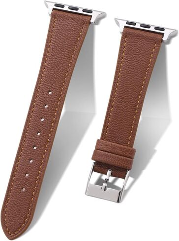 Soft French Goatskin Women Slim Leather Watch Band Compatible with Apple Watch 38mm 40mm 41mm 42mm 44mm 45mm 46mm 49mm, Thin Leather Strap Replacement for iWatch Series Ultra SE 10 9 8 7 6 5 4 3 2 1 in Kuwait