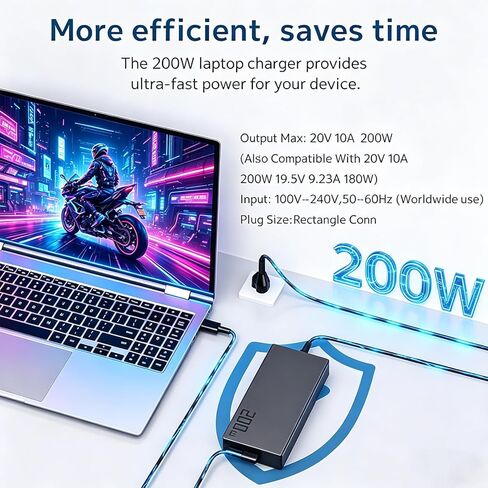 محول تيار متردد 200 وات Adp-200jb K مناسب لجهاز Asus Rog Zephyrus G16 Ga605w Gu605 Ga605 Tuf Gaming A14 Fa401 وProart Px13 P16 H7606 Pz13 Hn7306 موصل مستطيل لشاحن أجهزة الكمبيوتر المحمولة in Kuwait